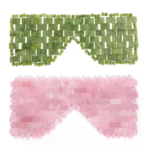 gemshan Rose Quartz Eye Mask & Jade Eye Mask Facial Maks for Relive Eliminate Puffiness Anti Aging Therapy Hot or Cold Using