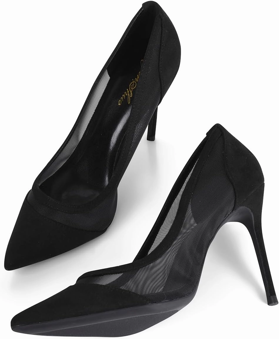 GENSHUO Women's Closed Toe Stiletto High Heels Dress 4 Inch Heeled Pointed Toe Party Homecoming Wedding Pump Shoes