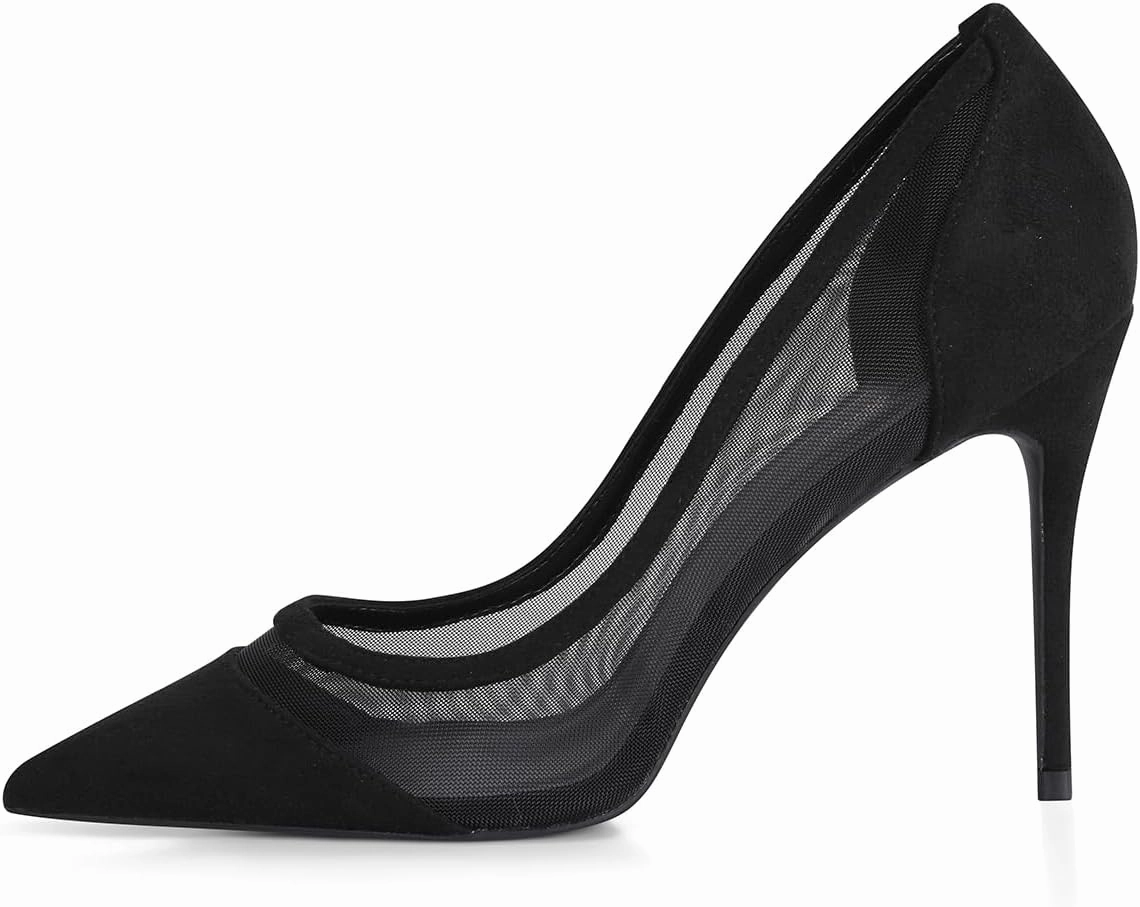 GENSHUO Women's Closed Toe Stiletto High Heels Dress 4 Inch Heeled Pointed Toe Party Homecoming Wedding Pump Shoes