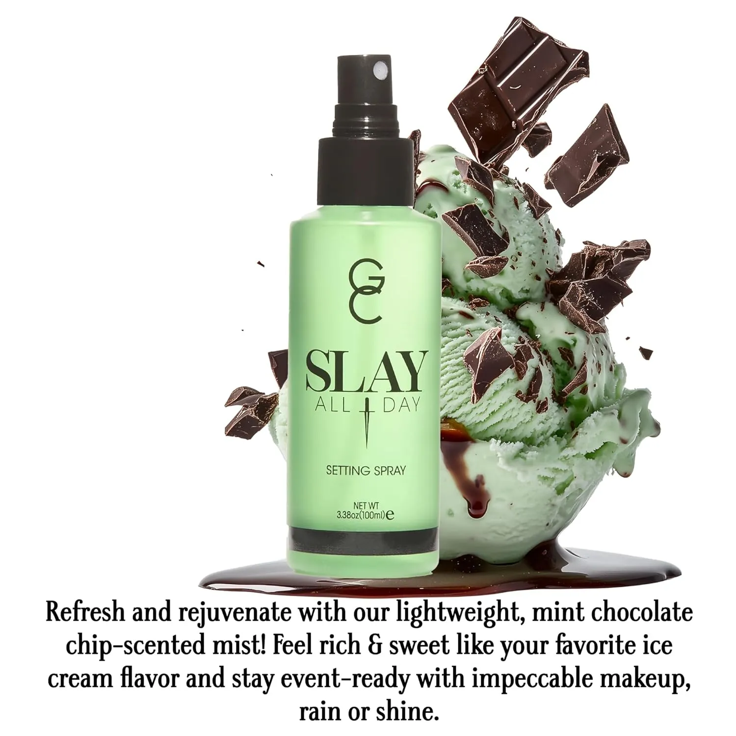 Gerard Cosmetics Slay All Day Makeup Setting Spray (Mint Chocolate Chip Scented), Matte Finish with Oil Control, Cruelty Free, Long Lasting Finishing Spray, 3.38oz (100ml)