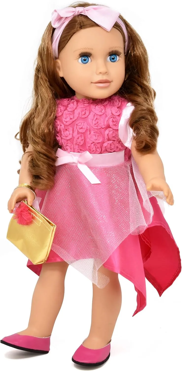 Gift Boutique 18 Inch Girl Doll, Fashion Doll with Fine Hair for Styling Clothes Pink Shoes and Accessories Princess Doll for Girls and Kids