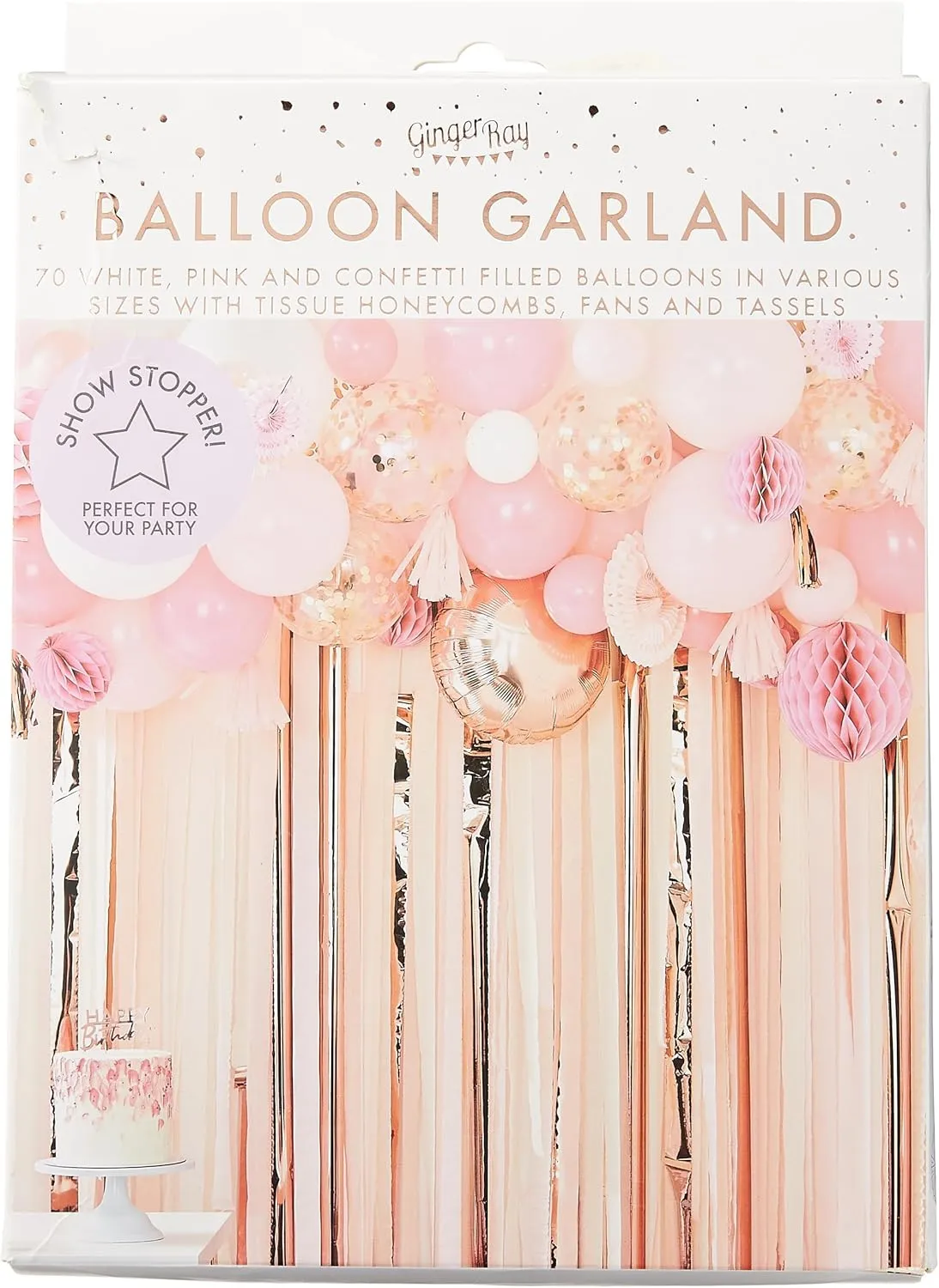 Ginger Ray Blush and Peach Balloon and Fan Garland Party Backdrop