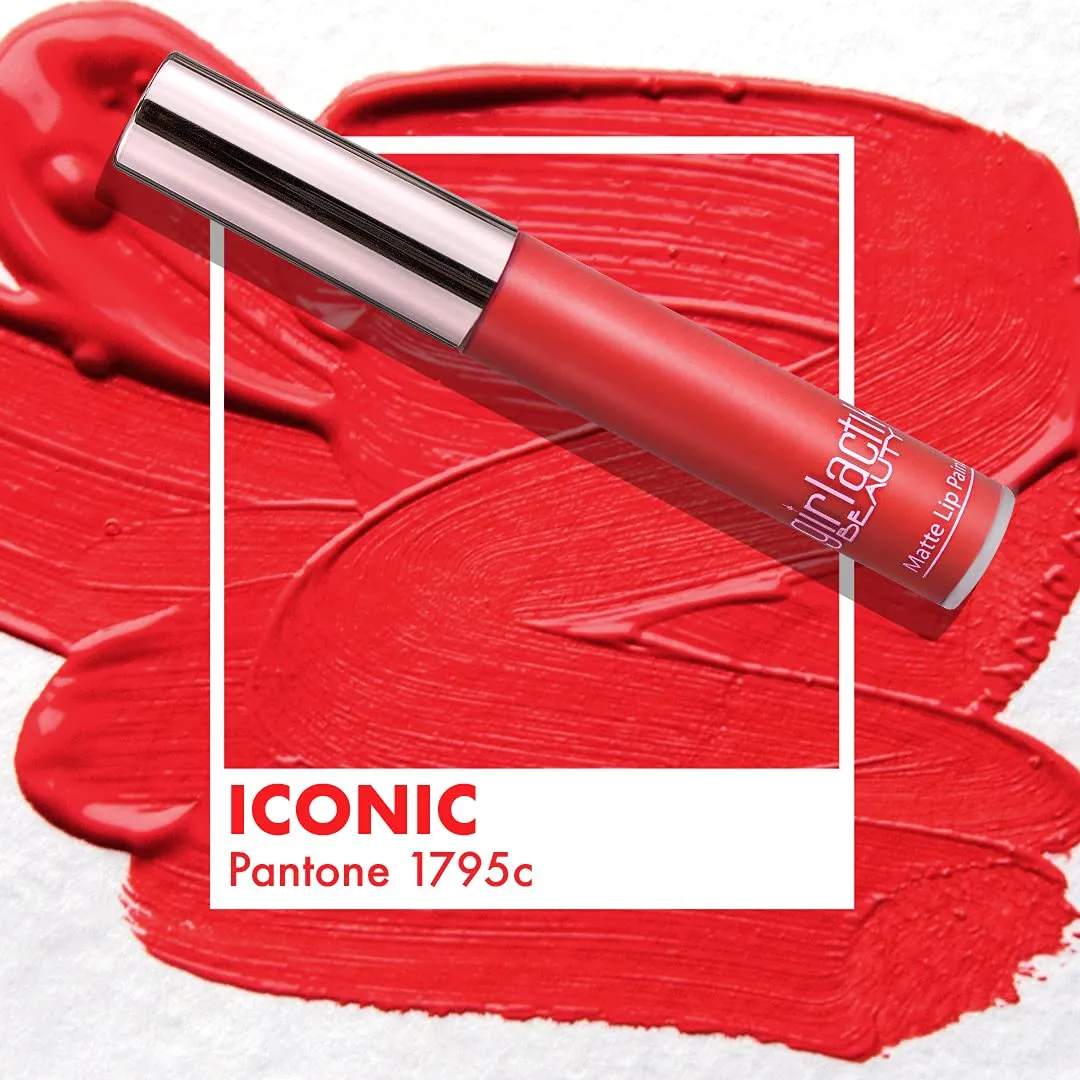 Girlactik Long Lasting Matte Lip Paint Liquid Lipstick in Allure- Long wearing, Smooth Application, Pigmented, Non-Crack Formula, Lightweight, 7.5 ml / .25 oz, (Iconic)