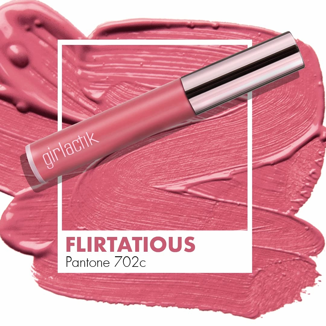 Girlactik Long Lasting Matte Lip Paint Liquid Lipstick in Allure- Long wearing, Smooth Application, Pigmented, Non-Crack Formula, Lightweight, 7.5 ml / .25 oz, (Flirtatious)