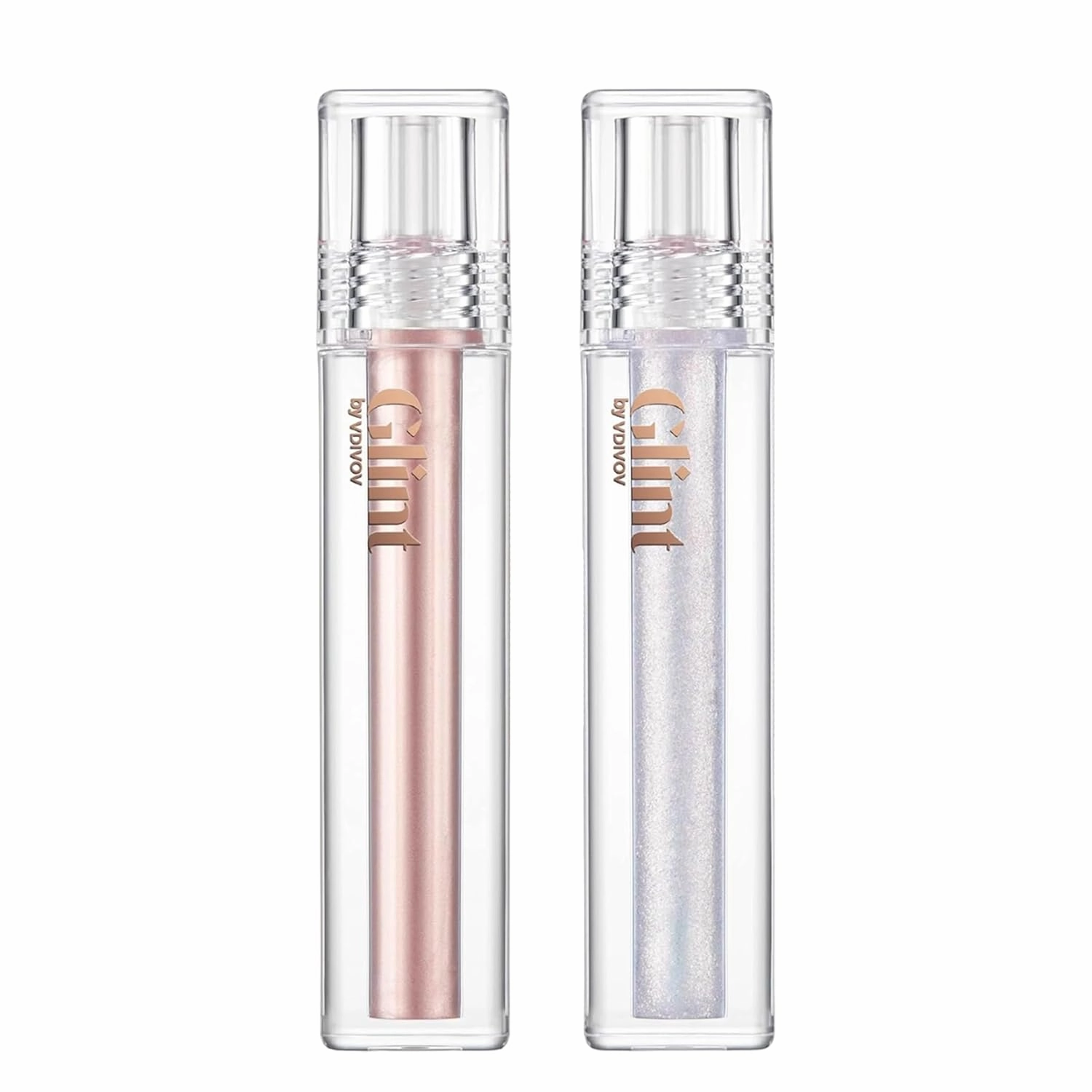 Glint Liquid Gel Highlighter (Dewy Moon, 0.1oz   Glitter Veil, 0.1oz) - Multi-Use Face & Body Gloss Set for Smooth Glow and Long-Lasting Healthy Radiance. Korean Makeup for Eyes, Cheeks, Nose & Lips