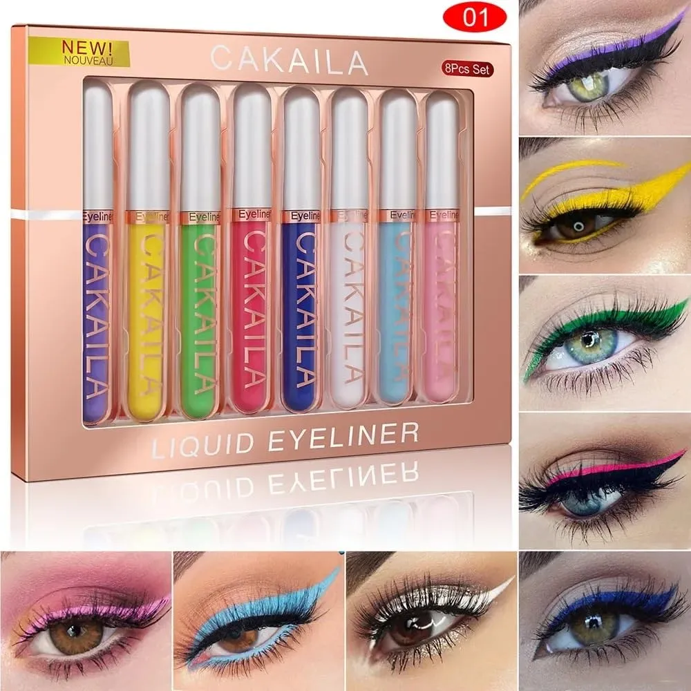 Glitter Colorful Matte Eyeliner Sets Waterproof Eye Liner Pen Gel Makeup Uv Glitter Eye Make Up Cosmetics Eyeliners Kit 8 Colors (1)