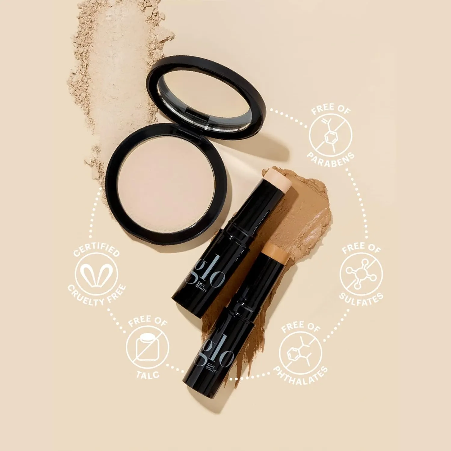 Glo Skin Beauty HD Mineral Foundation Stick - Concealer Makeup Infused with Hyaluronic Acid - Buildable Coverage, Contour & Highlighter