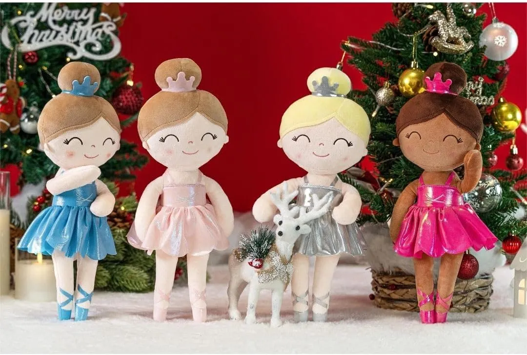 Gloveleya Baby Doll Ballerina Girl Gift Ballerina Plush Soft Doll Colorful Haze Gold Ballet Series-Rose Red 13 Inch with Gift Box