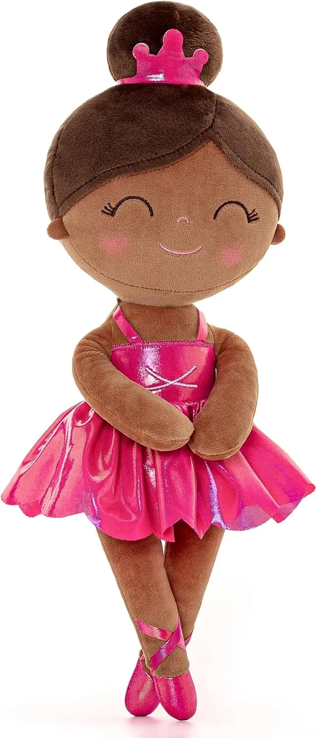 Gloveleya Baby Doll Ballerina Girl Gift Ballerina Plush Soft Doll Colorful Haze Gold Ballet Series-Rose Red 13 Inch with Gift Box