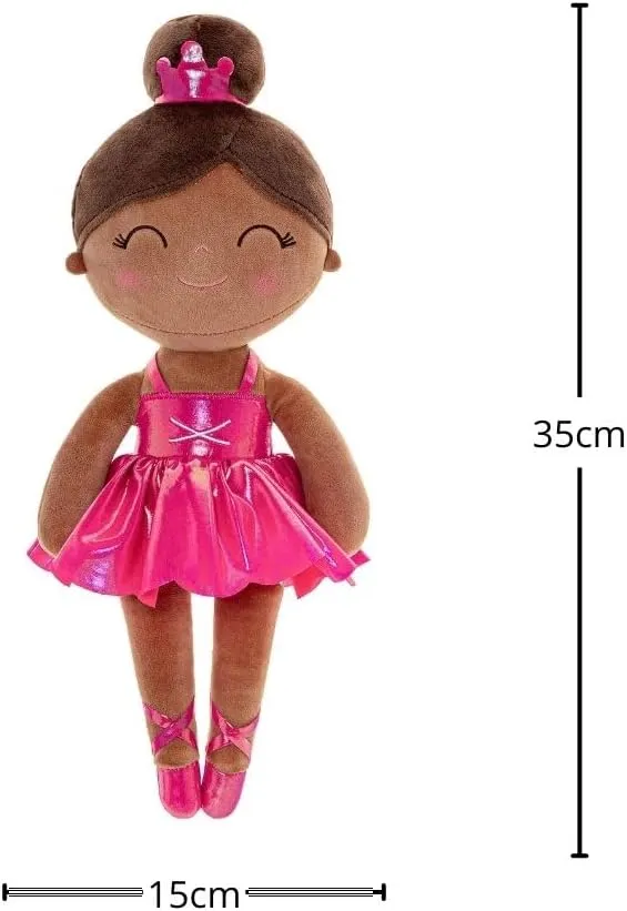 Gloveleya Baby Doll Ballerina Girl Gift Ballerina Plush Soft Doll Colorful Haze Gold Ballet Series-Rose Red 13 Inch with Gift Box