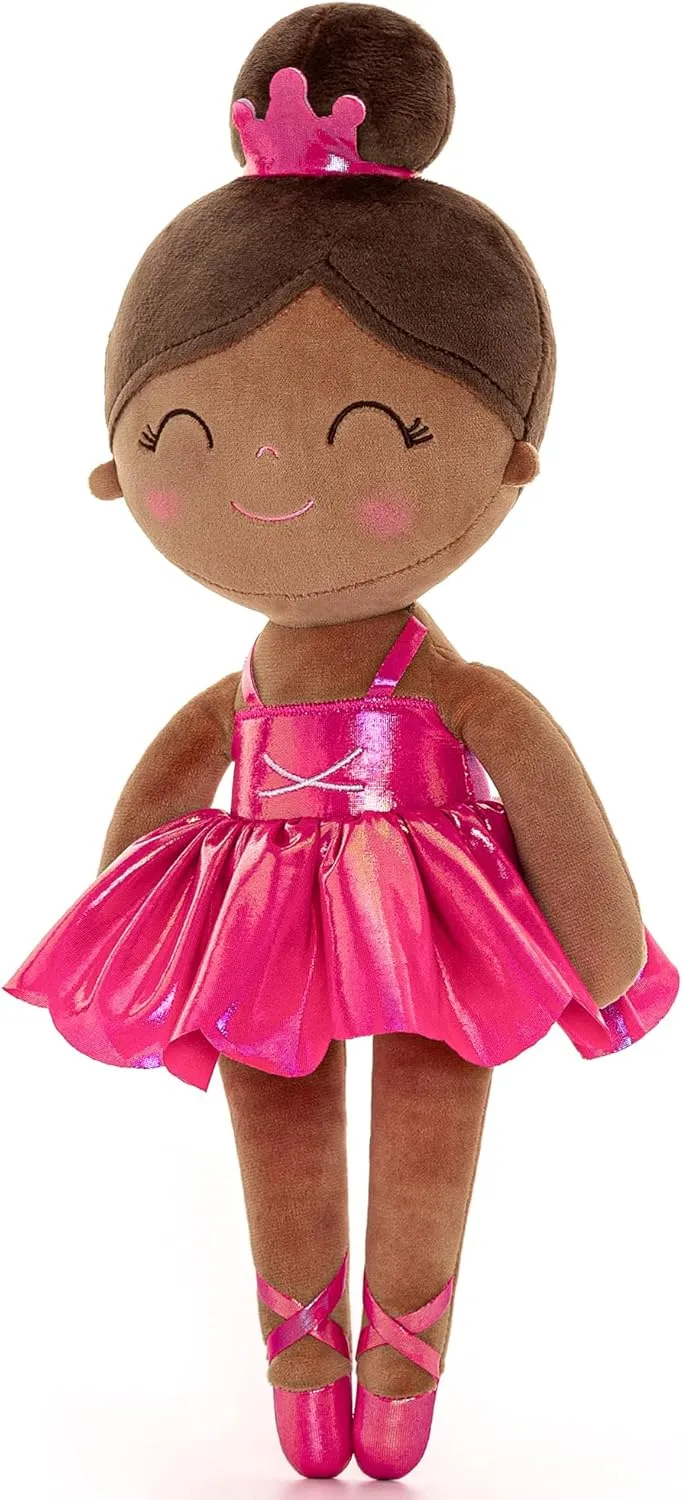 Gloveleya Baby Doll Ballerina Girl Gift Ballerina Plush Soft Doll Colorful Haze Gold Ballet Series-Rose Red 13 Inch with Gift Box