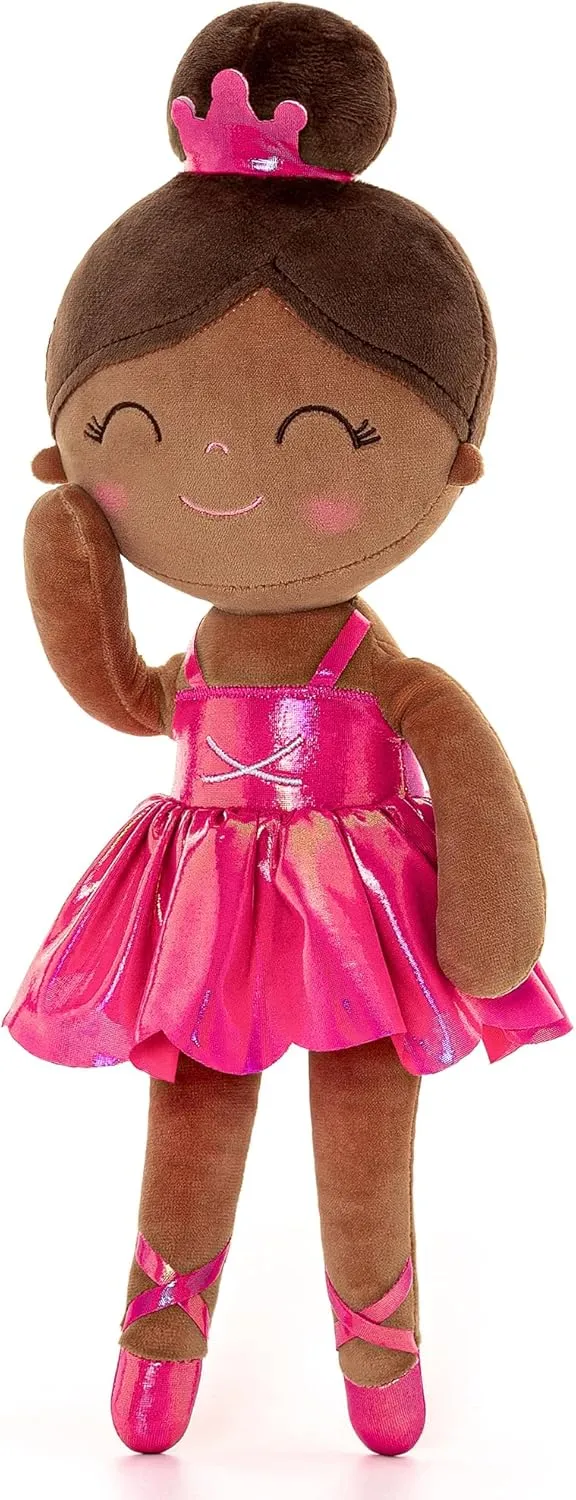 Gloveleya Baby Doll Ballerina Girl Gift Ballerina Plush Soft Doll Colorful Haze Gold Ballet Series-Rose Red 13 Inch with Gift Box