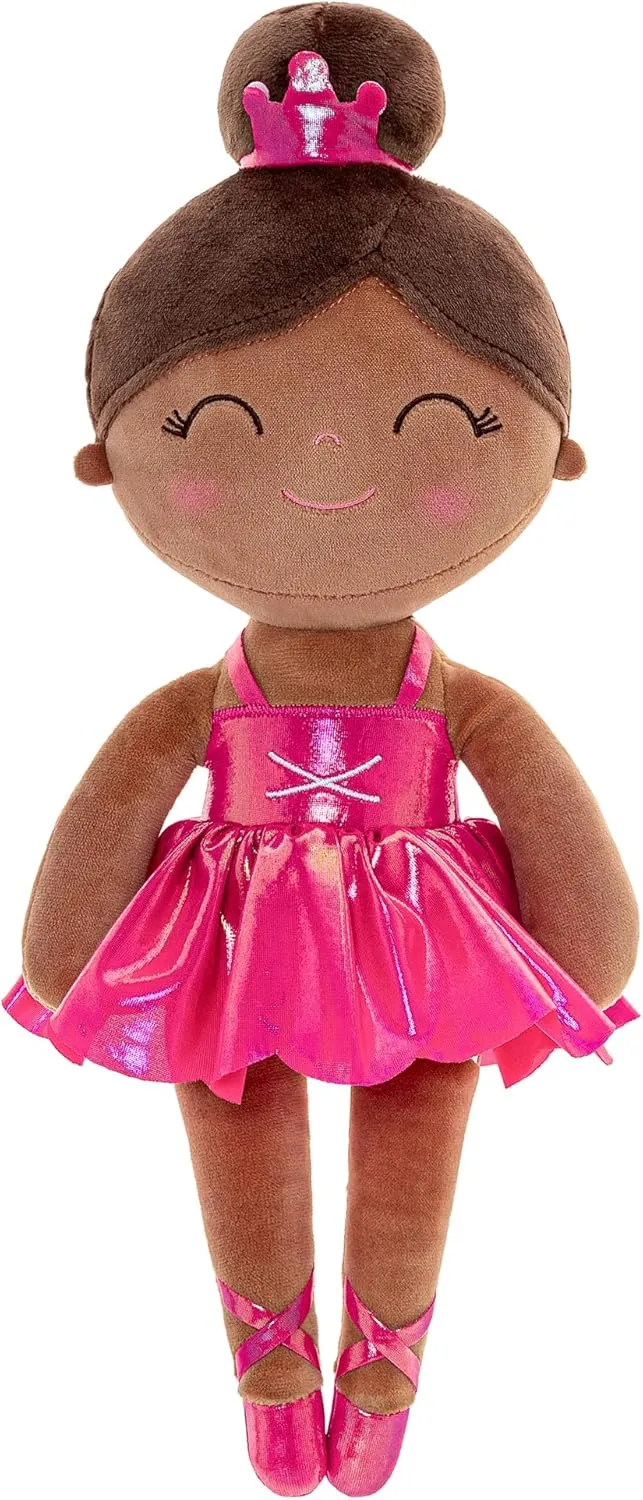Gloveleya Baby Doll Ballerina Girl Gift Ballerina Plush Soft Doll Colorful Haze Gold Ballet Series-Rose Red 13 Inch with Gift Box