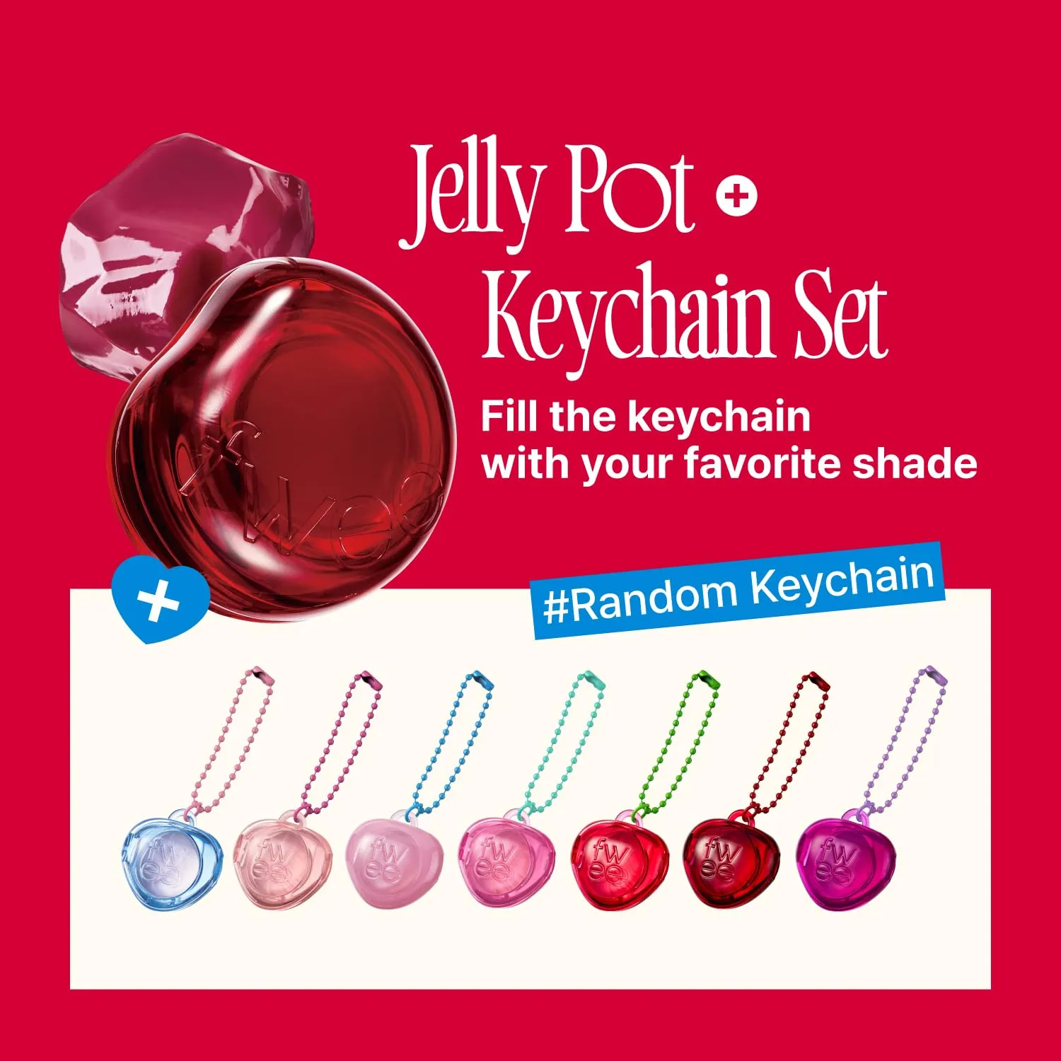Glowy Jelly Pot   Keychain SET | Dewy Jelly Lip & Blush Color, Tinted Glow Jelly Balm, Dewy Buildable Finish – Cherryppo (Cherry Red) | 0.14 oz