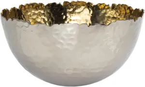 Godinger Serving Bowl, Fruit Bowl, Soup Bowl, Candy Bowl, Nickel and Gold, 6.5in