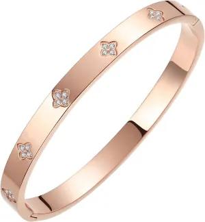 Gold Bangle Bracelets for Women Four Leaf Clover Lucky Love Cubic Zirconia Bracelet