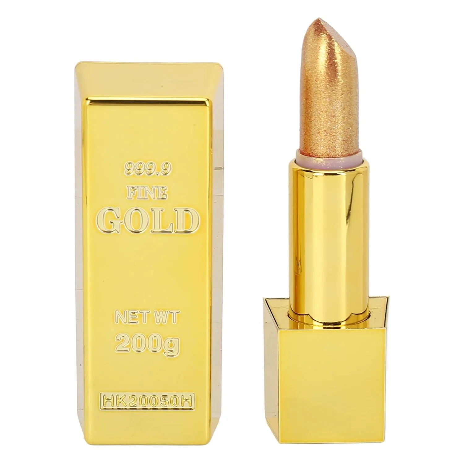 Gold Lipstick, Golden Lipstick Gold Lip Gloss Glitter Lipstick Long Lasting High Pigments Lip Makeup Cosmetic for Women 3.5g (02)