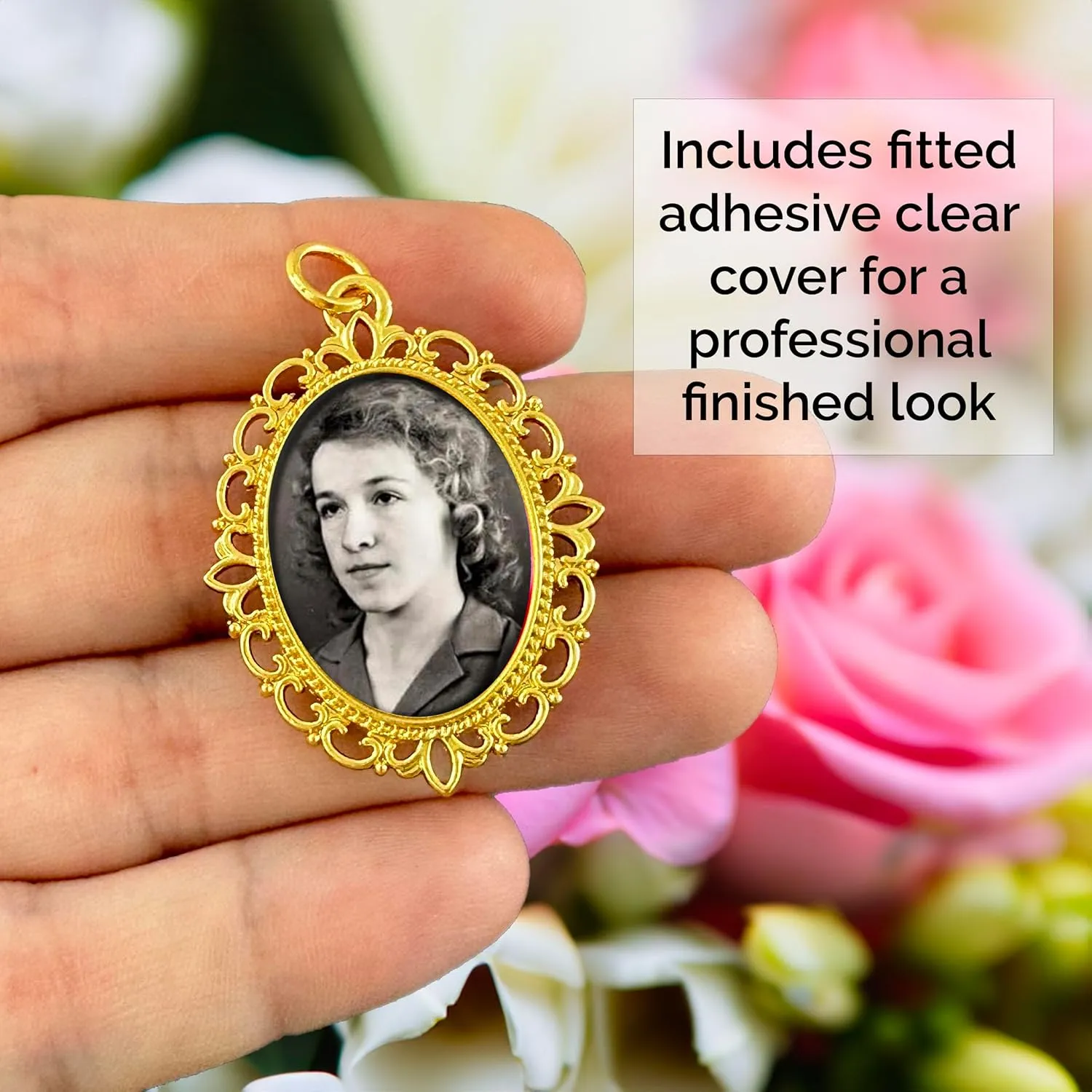 Gold Photo Charm for Wedding Bouquet Memorial