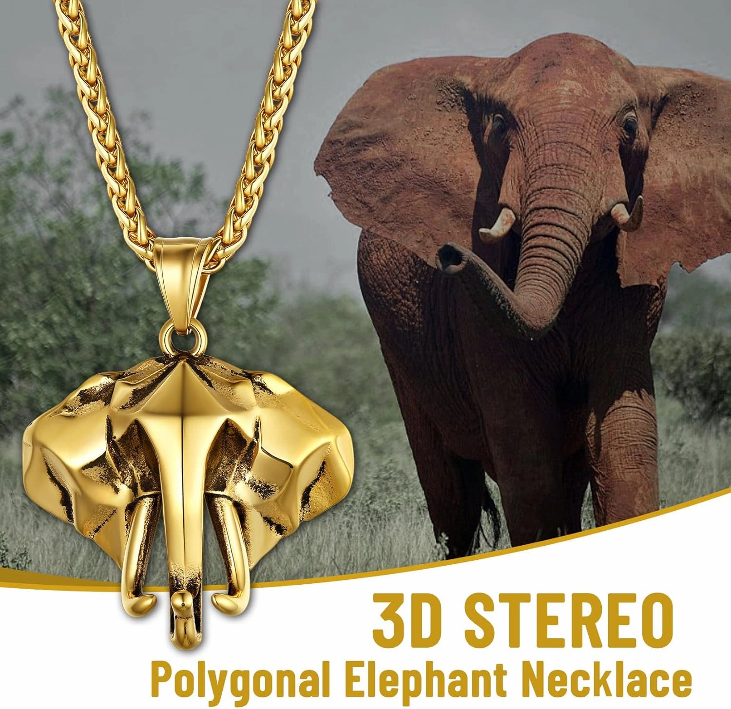 GOLDCHIC JEWELRY Africa Map Necklace for Men, Stainless Steel African Tribal/Egyptian Eye of Horus/I LOVE AFRICA/Elephant Map Hiphop Jewelry Unisex with 22' 2'Adjustable Chain