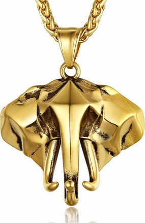 GOLDCHIC JEWELRY Africa Map Necklace for Men, Stainless Steel African Tribal/Egyptian Eye of Horus/I LOVE AFRICA/Elephant Map Hiphop Jewelry Unisex with 22' 2'Adjustable Chain