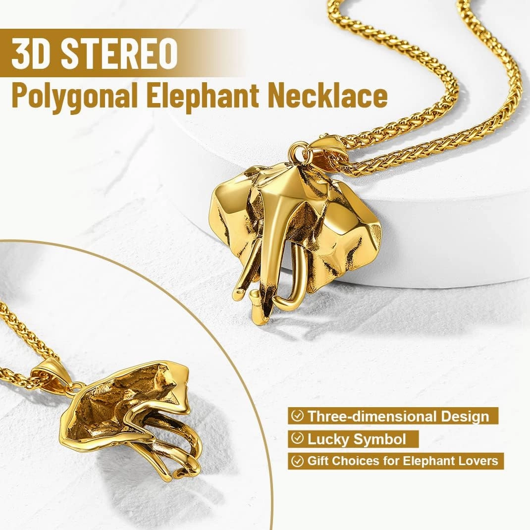 GOLDCHIC JEWELRY Africa Map Necklace for Men, Stainless Steel African Tribal/Egyptian Eye of Horus/I LOVE AFRICA/Elephant Map Hiphop Jewelry Unisex with 22' 2'Adjustable Chain