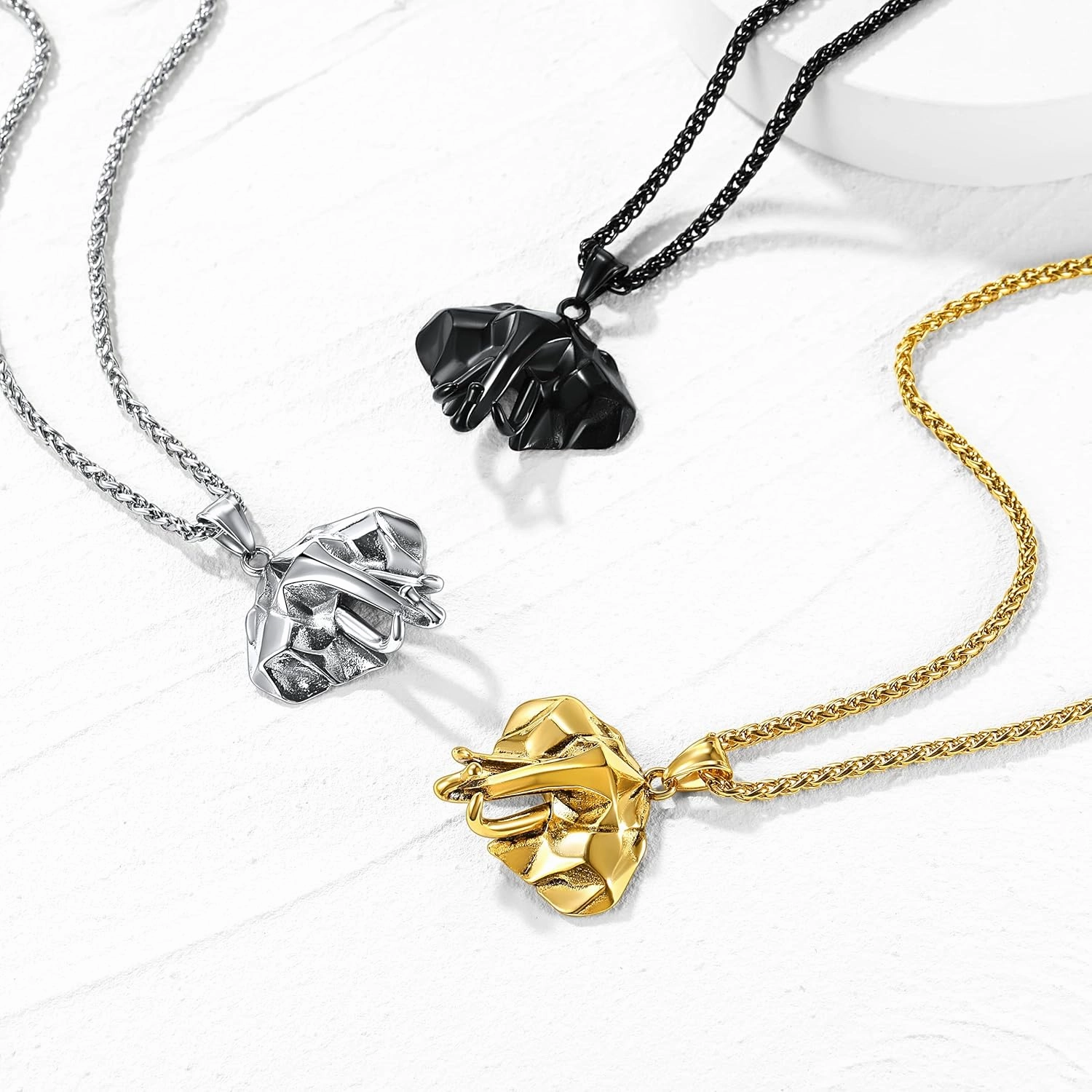 GOLDCHIC JEWELRY Africa Map Necklace for Men, Stainless Steel African Tribal/Egyptian Eye of Horus/I LOVE AFRICA/Elephant Map Hiphop Jewelry Unisex with 22' 2'Adjustable Chain