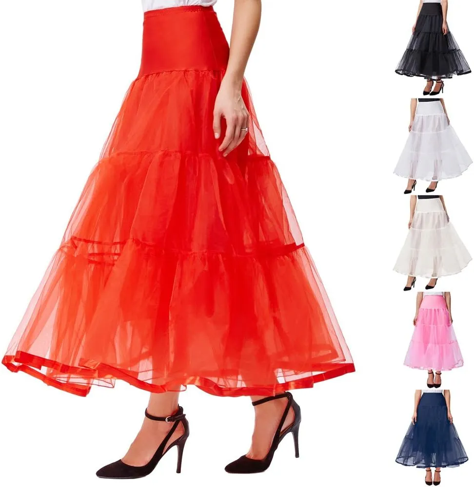 GRACE KARIN Women's Ankle Length Petticoats Wedding Slips Plus Size S-3X