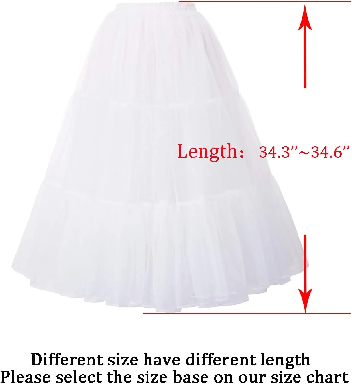 GRACE KARIN Women's Long Petticoat Crinoline Underskirt for Long Dress Mid Length Wedding Petticoat