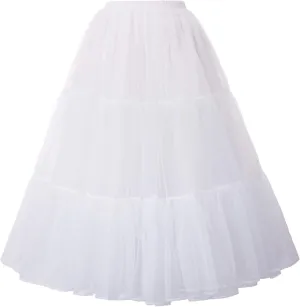 GRACE KARIN Women's Long Petticoat Crinoline Underskirt for Long Dress Mid Length Wedding Petticoat