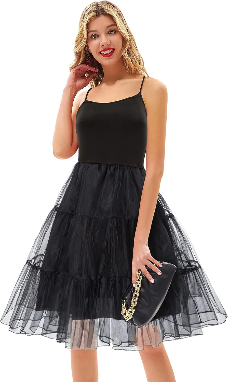 GRACE KARIN Women’s Underdress Spaghetti Strap Full Slip 1950s Vintage Petticoat Crinoline Tutu Underskirts S-XXL