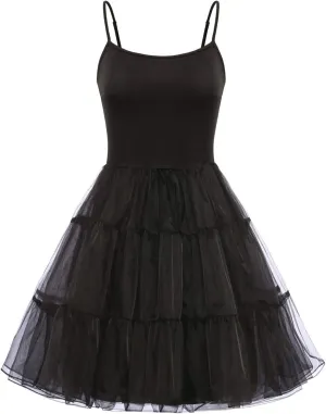 GRACE KARIN Women’s Underdress Spaghetti Strap Full Slip 1950s Vintage Petticoat Crinoline Tutu Underskirts S-XXL