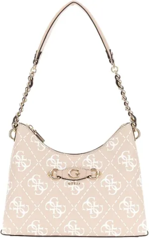 GUESS Izzy Top Zip Shoulder Bag, Sand Logo