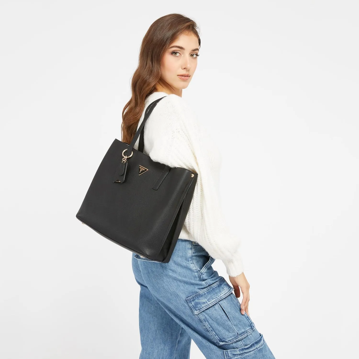 GUESS Meridian Girlfriend Tote, Nero