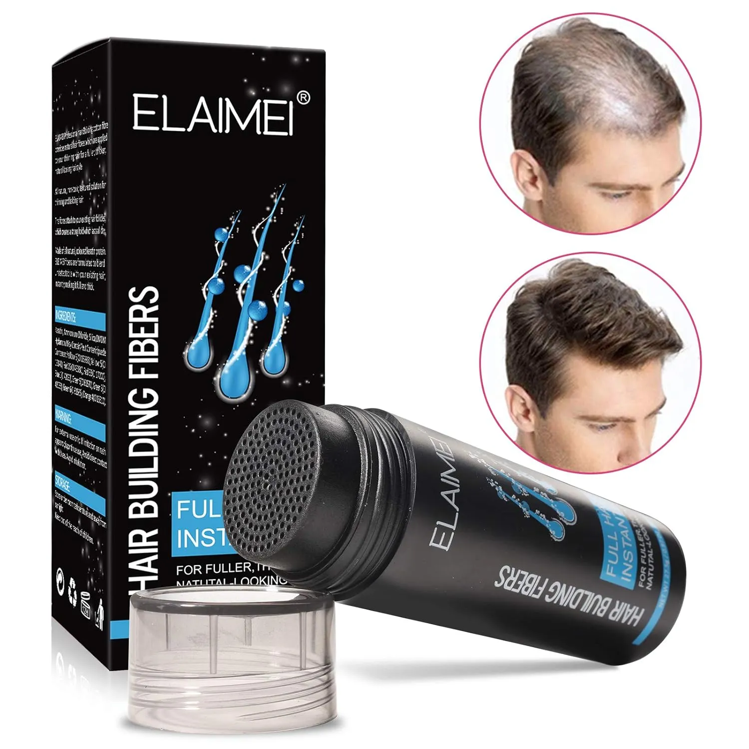 Hair Fibers for Thinning Hair, Natural Formula Hair Fiber, Hair Building Fibers Refill Thicker Hair in 15 Seconds, Conceals Hair Loss & Look Younger, Designed for Men & Women (Light Brown)