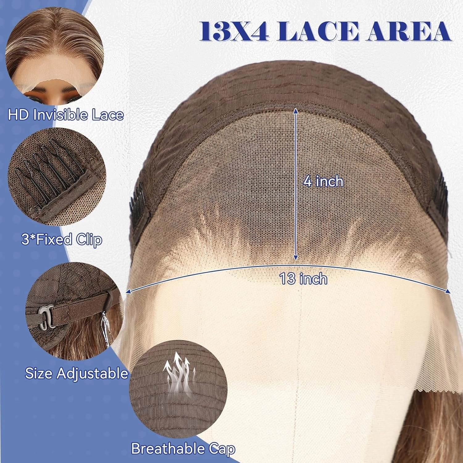 HAIRCUBE 13X4 HD Synthetic Lace Front Wig, Ombre Blonde Glueless Curly Wig, Natural Density Hairline Human-Like Hair Wig for Women