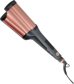 Hairitage 3 Barrel Curling Iron for Beach Waves and Curls - Ceramic Tourmaline Crimping Iron - Hair Waver for Mermaid Waves - Pink Barrel Curling Iron - Reduce Frizz   Increase Shine - All Hair Types