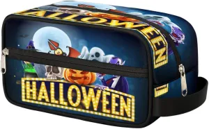 Halloween Topic Travel Toiletry Bag for Women Men Small Cosmetic Makeup Organizer Water Resistant Shaving Bag Portable Make Up Bag Storage Bags with Handle