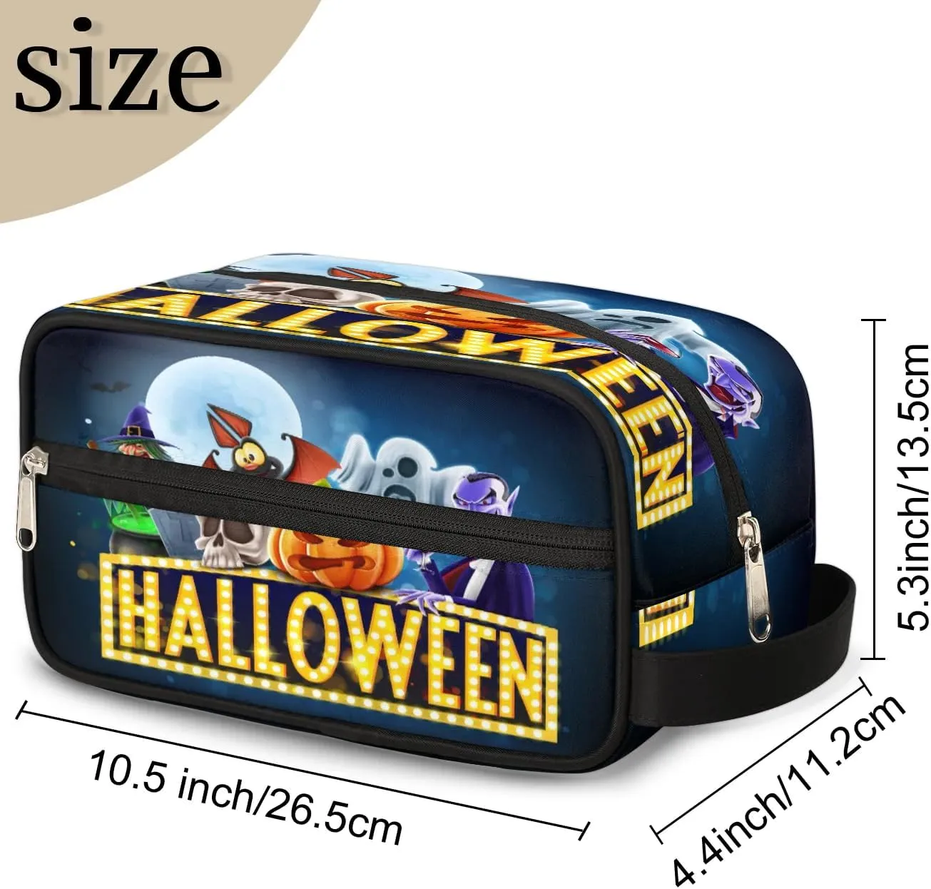Halloween Topic Travel Toiletry Bag for Women Men Small Cosmetic Makeup Organizer Water Resistant Shaving Bag Portable Make Up Bag Storage Bags with Handle