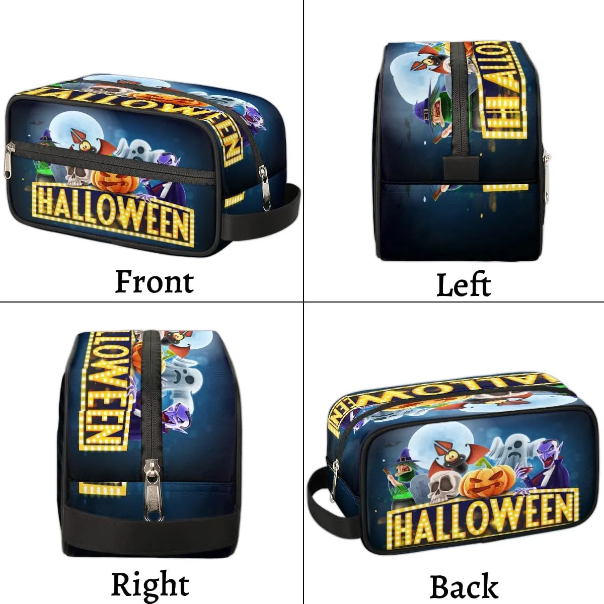 Halloween Topic Travel Toiletry Bag for Women Men Small Cosmetic Makeup Organizer Water Resistant Shaving Bag Portable Make Up Bag Storage Bags with Handle