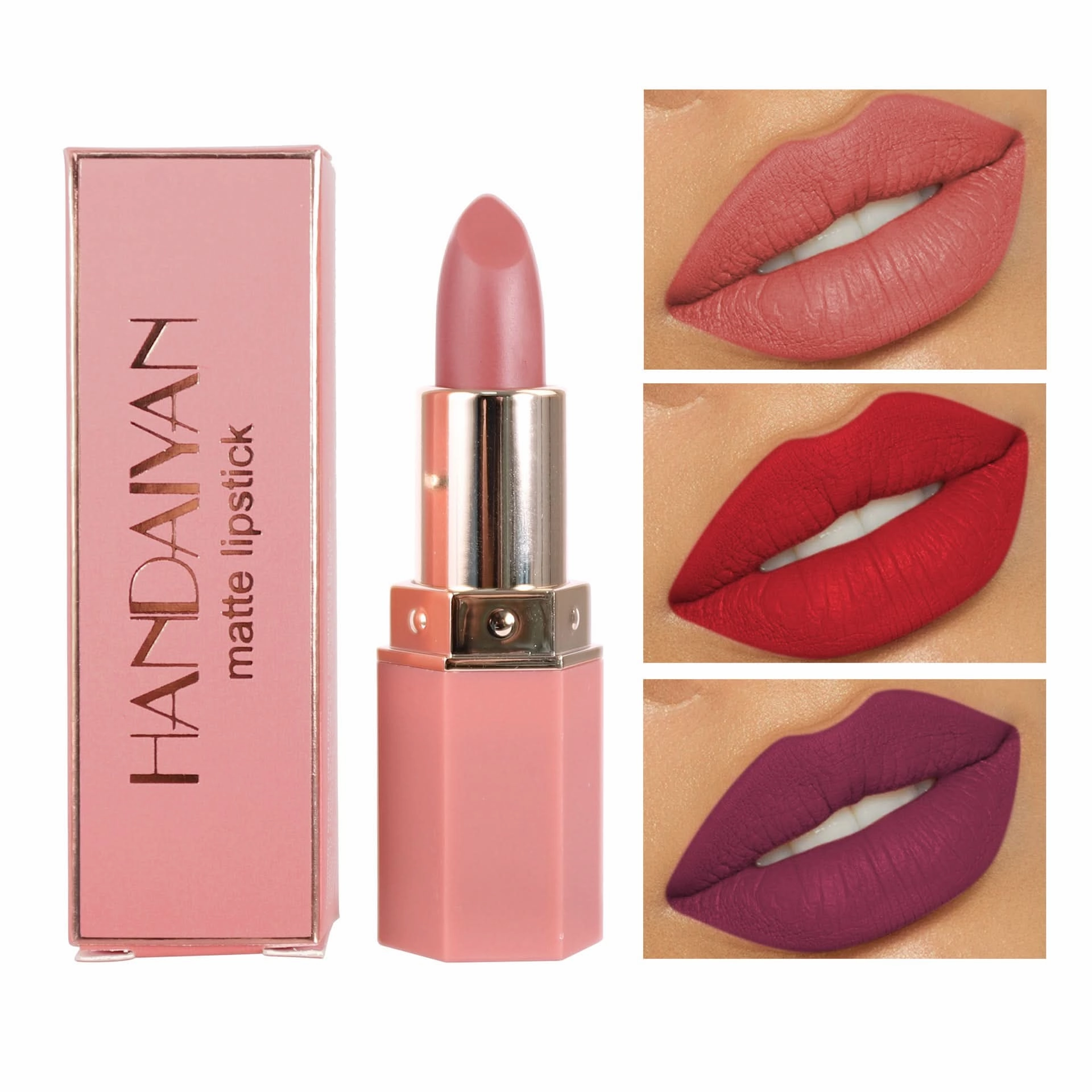 HANDAIYAN Matte Lipstick Set – Long-Lasting, Waterproof, High-Pigment, Moisturizing Lip Color (Pack of 6)