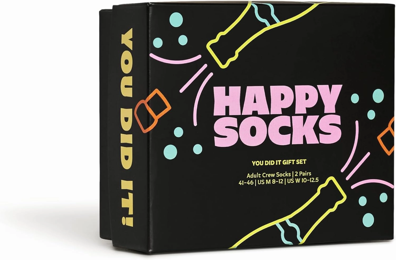 Happy Socks Celebration Crew Sock Gift Sets- Graduation, You Did It and Champagne- For Men & Women