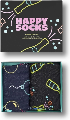 Happy Socks Celebration Crew Sock Gift Sets- Graduation, You Did It and Champagne- For Men & Women