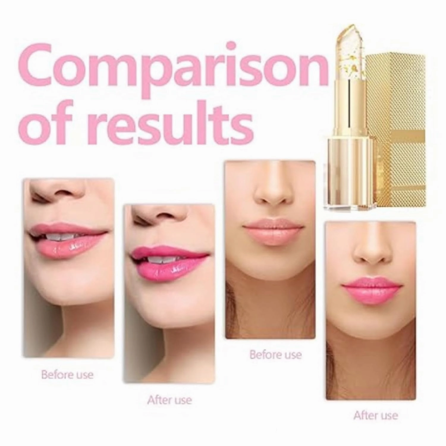 Hardpointing Color Changing Lipstick, Transferproof Color-Changing Lipstick, Gold Foil Moisturizing Gloss Lip Deep Nourishment, Transparent Change Lip Balm Long Lasting 24 Hours for Women (1pc)