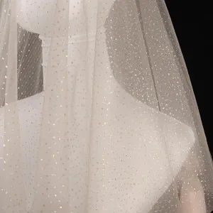 HAVII 60" x 8 Yards Champagne Glitter Tulle Fabric Rolls Sequin Sheer Fabric for Bridal Veil Wedding Arch Backdrop Decor Tutu Skirts DIY Sewing Craft