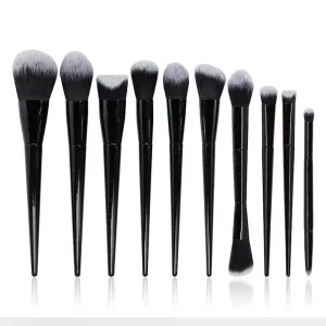 HBJWOV 10 Pieces Of Makeup Brush Set, Full Set Of Black Powder Eye Shadow Brush Beauty Tools