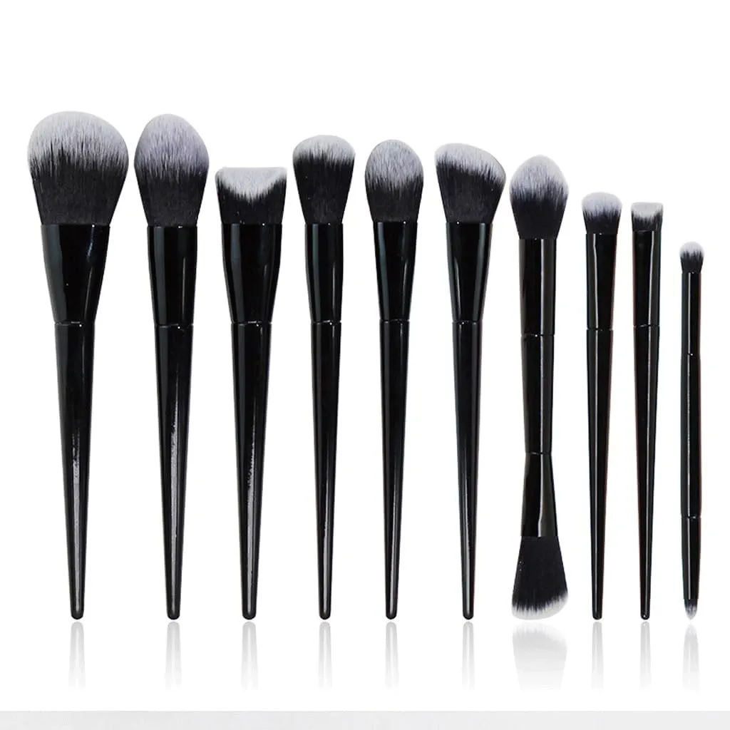 HBJWOV 10 Pieces Of Makeup Brush Set, Full Set Of Black Powder Eye Shadow Brush Beauty Tools