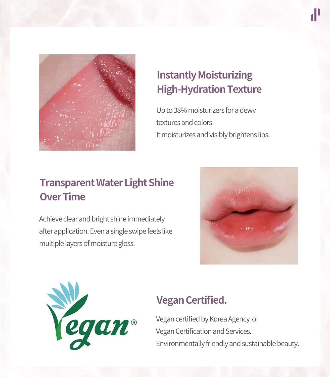 Heart Percent Dote On Mood Pure Glow Tint, Watery & Lightweight Moisturizing Lip Stain Long Lasting Liquid Lipstick 6.8g, #05. Red Orange