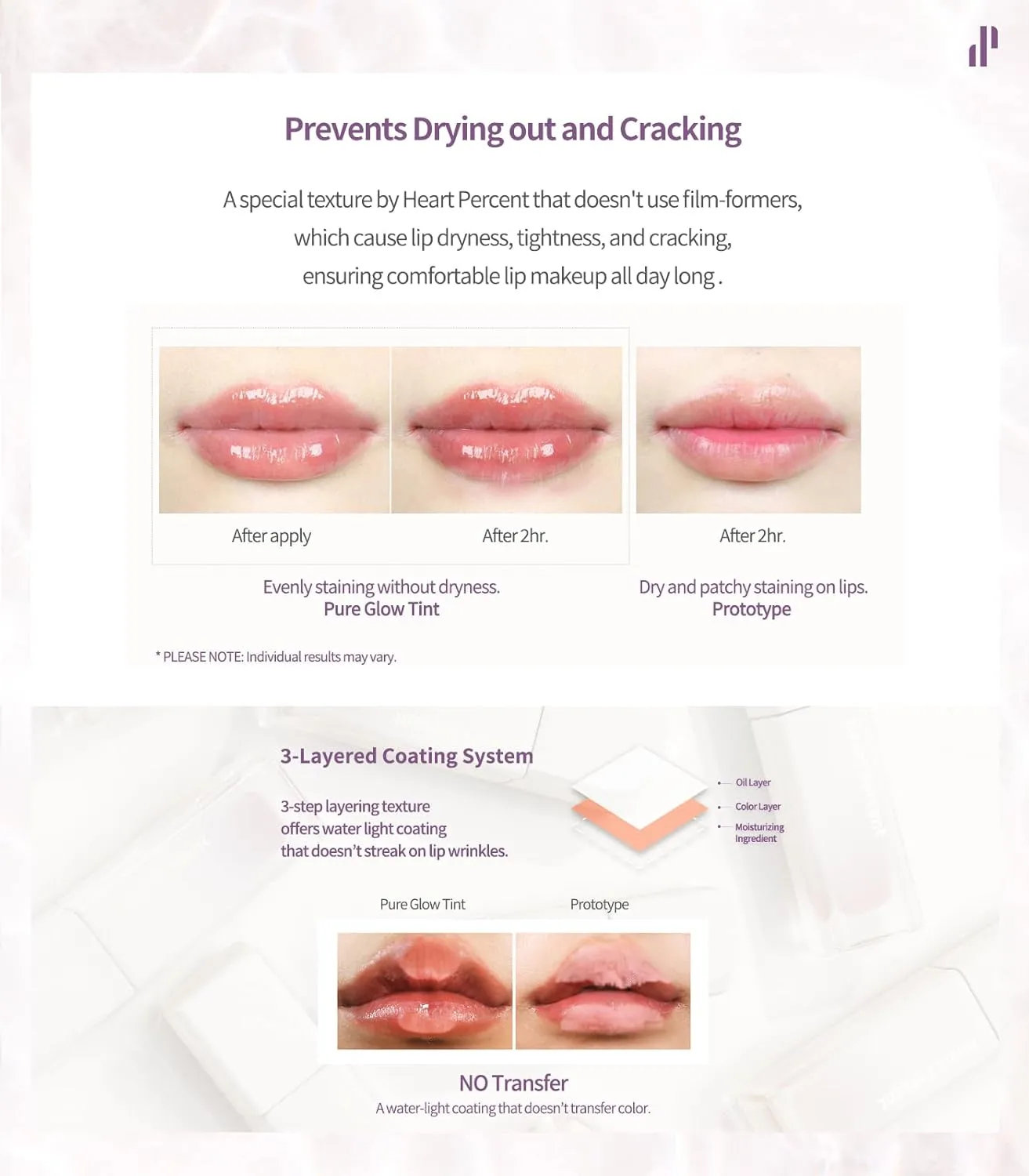 Heart Percent Dote On Mood Pure Glow Tint, Watery & Lightweight Moisturizing Lip Stain Long Lasting Liquid Lipstick 6.8g, #05. Red Orange