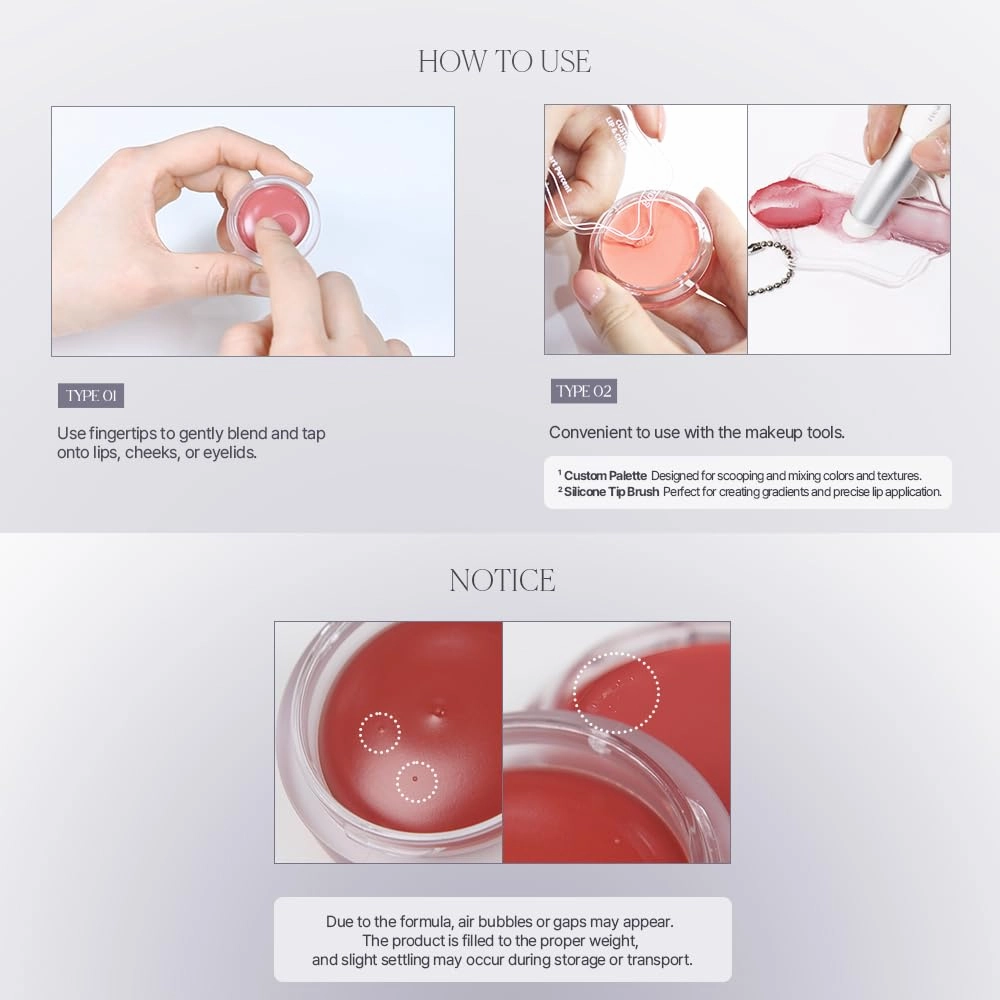 Heart Percent Dote On Mood Custom Lip & Cheek Single, Soft Velvety Tinted Balm Matte (Fog Pot) Air-Fit Mist Textures Multi-use Blush & Lip Tint 4.7g, M04. Peach Pink