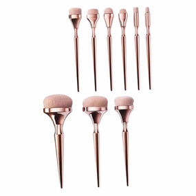 Hemoton Multifunctional Makeup Brush Set 9pcs Beauty Supplies Gold Handle Travel Size